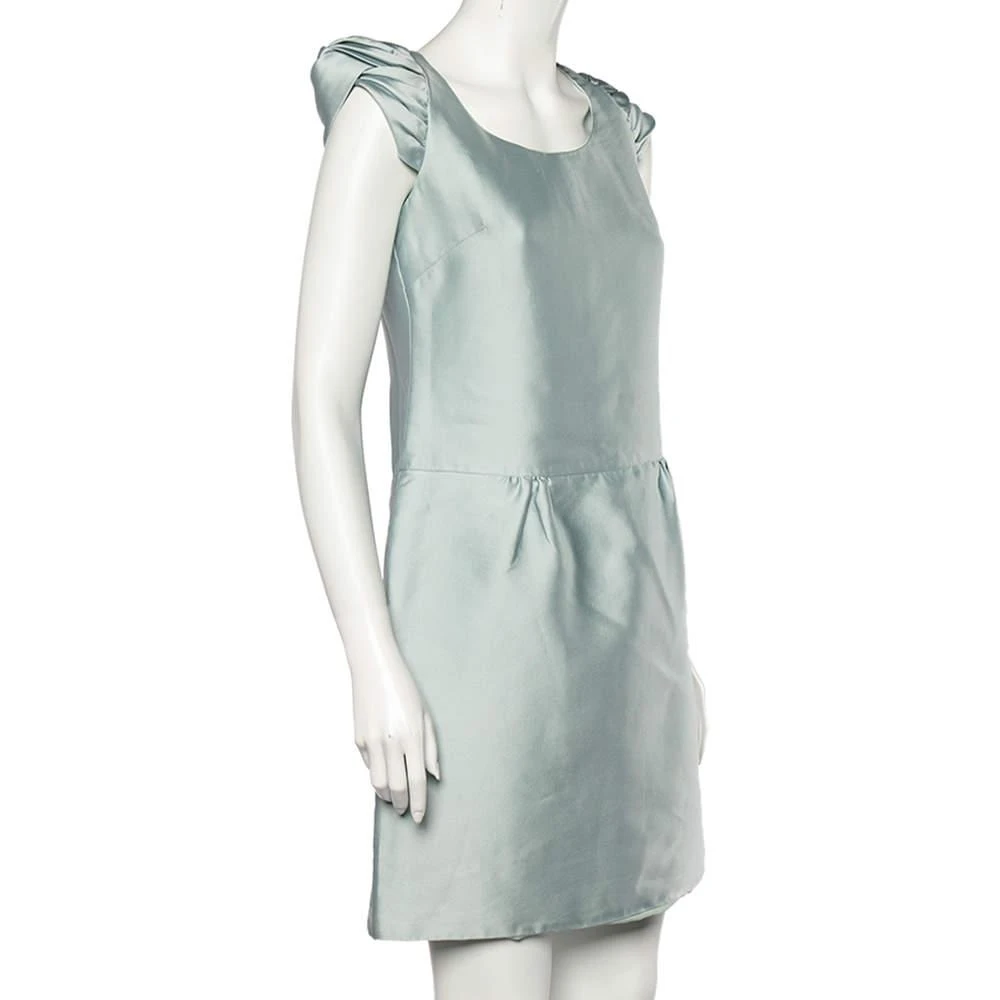 商品[二手商品] Burberry|Burberry Prorsum Light Blue Sateen Gathered Detailed Short Dress M,价格¥2234,第2张图片详细描述