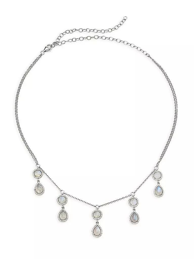 商品Nina Gilin|Rhodium-Plated, Labradorite & 1.46 TCW Diamond Pendant Necklace,价格¥17902,第1张图片