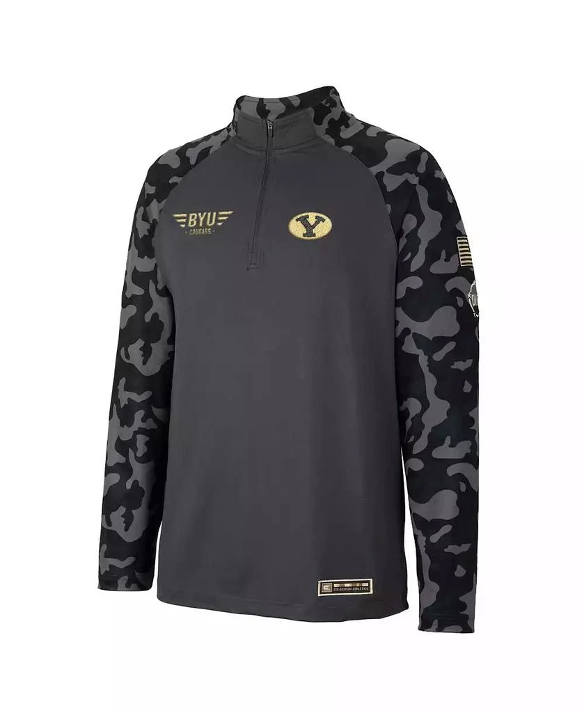 商品Colosseum|Men's Charcoal BYU Cougars OHT Military-Inspired Appreciation Long Range Raglan Quarter-Zip Jacket,价格¥369,第3张图片详细描述