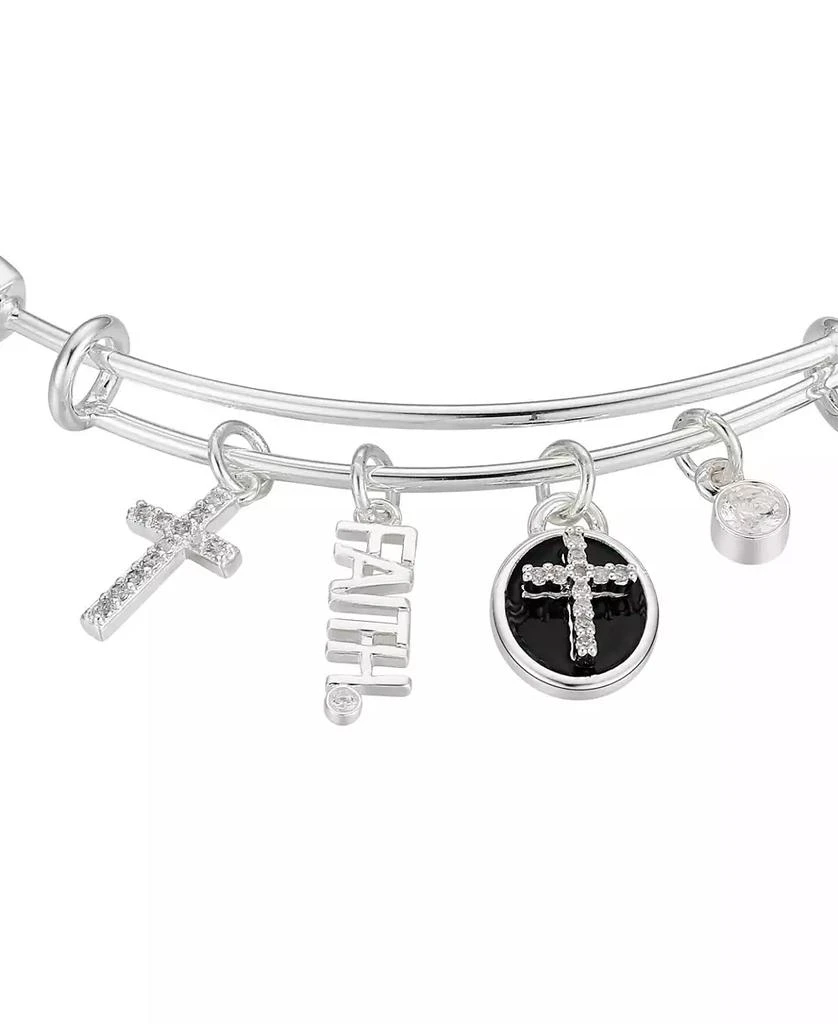 商品Unwritten|Silver-Plated Cross "Faith" Multi Charm Twist Design Bangle Bracelet,价格¥372,第3张图片详细描述