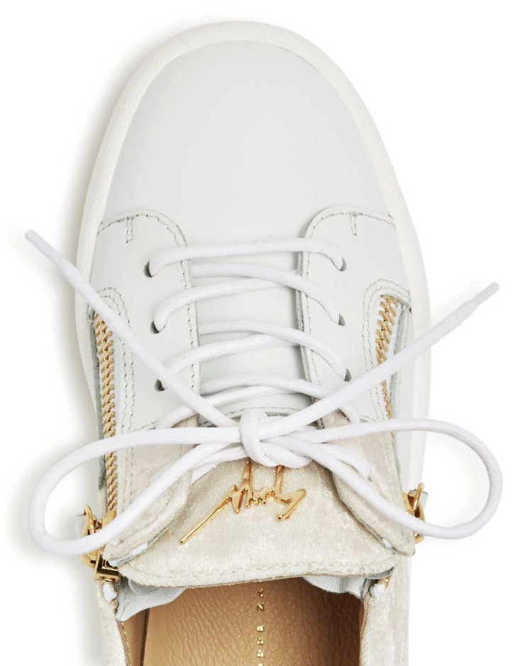 商品Giuseppe Zanotti|Zanotti Women's Birel Velvet & Leather Zipper Lace Up Sneakers,价格¥3027,第5张图片详细描述