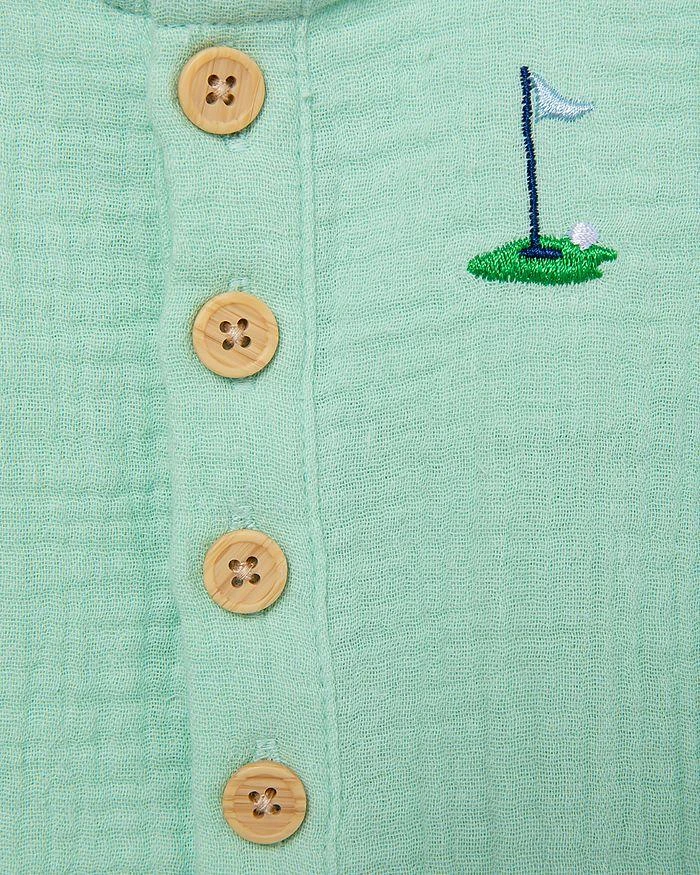 商品Little Me|Boys' Golf Embroidered Cotton Gauze Romper & Hat Set - Baby,价格¥77,第3张图片详细描述
