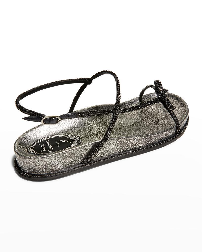 商品Rene Caovilla|Asymmetrical T-Strap Strass Bow Sandals,价格¥5305,第5张图片详细描述
