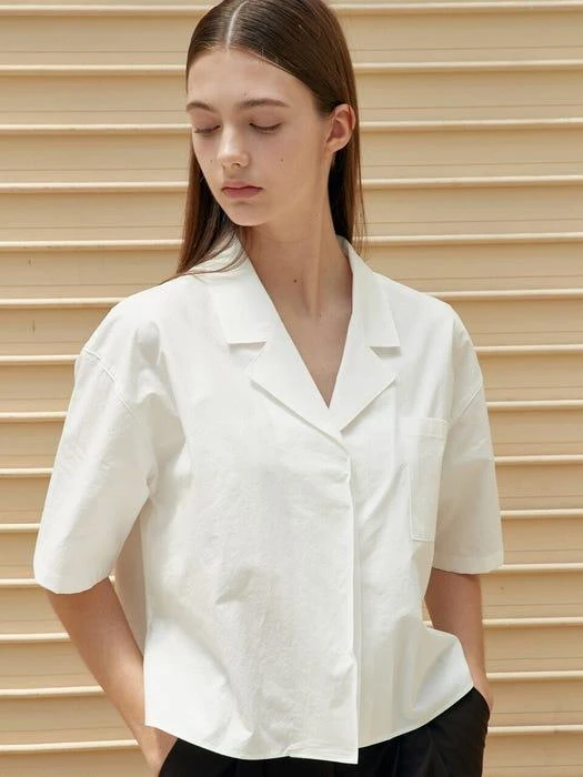 商品INUSWAY|Iuw1250 Hidden Pajama Crop Shirts (Off White),价格¥676,第1张图片