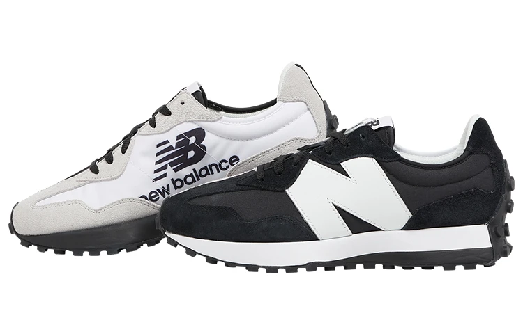 商品[国内直发] New Balance|Foot Locker x   NB 327 简约舒适 织物合成革减震 低帮 休闲跑步鞋 男款 黑白,价格¥660,第4张图片详细描述
