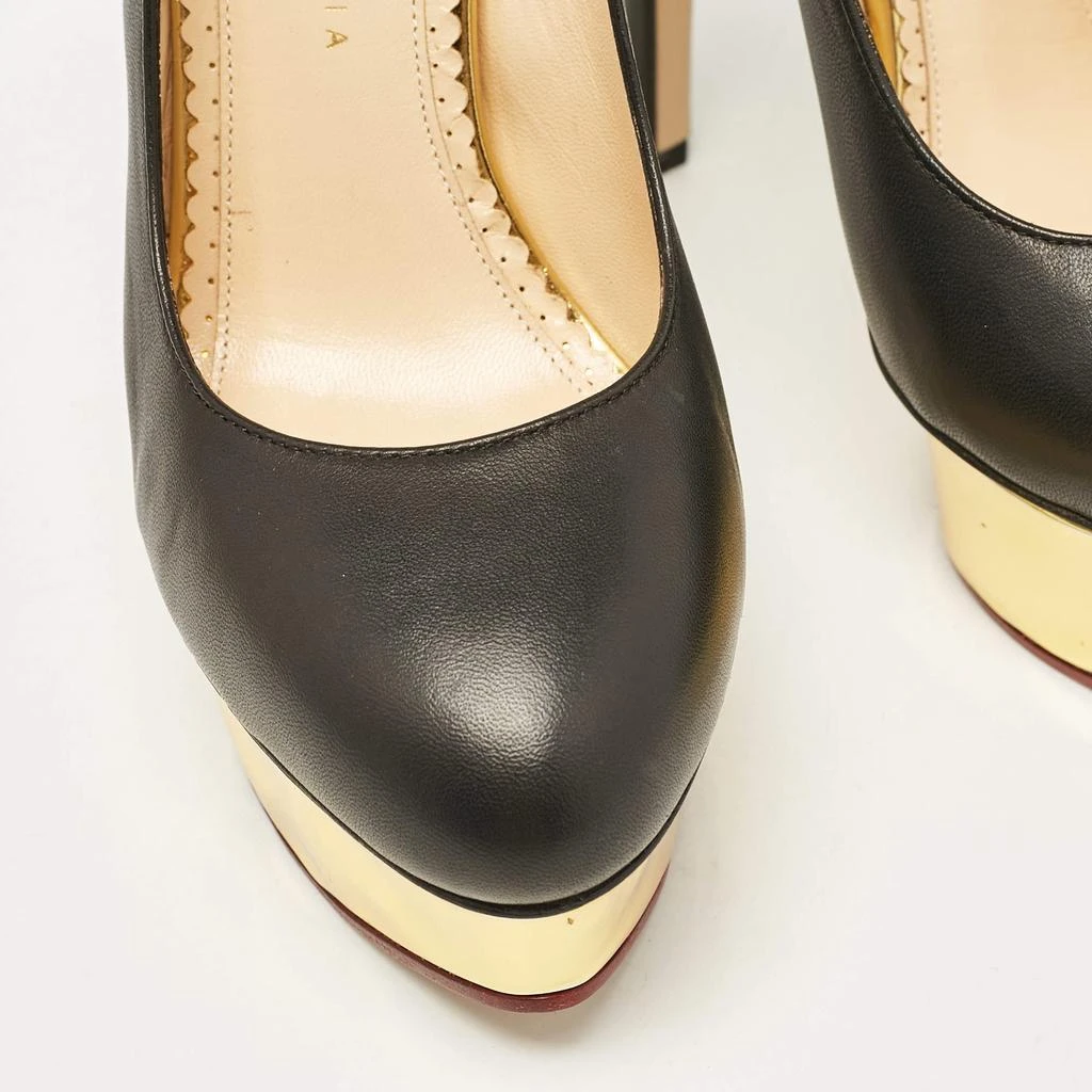 Charlotte Olympia Black Leather Dolly Slingback Pumps Size 38 商品