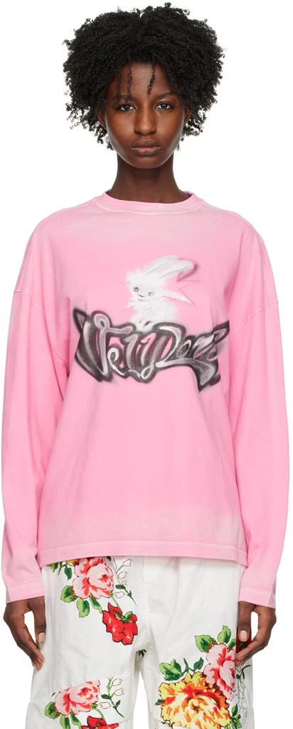 商品We11done|Pink Monster Long Sleeve T-Shirt,价格¥1216,第1张图片