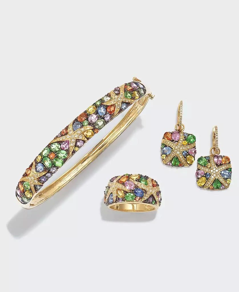 商品Effy|EFFY® Multicolor Sapphire (7-5/8 ct. t.w.) and Diamond (1/4 ct. t.w.) Starfish Bangle in 14k Gold, Created for Macy's,价格¥40499,第3张图片详细描述