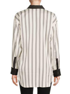 商品Karl Lagerfeld Paris|Striped High Low Shirt,价格¥450,第2张图片详细描述