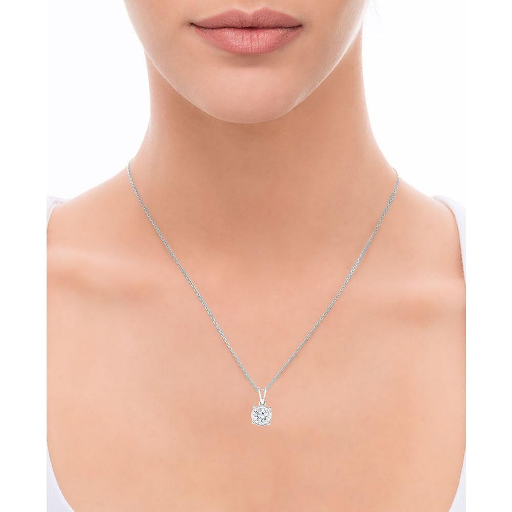 Diamond Solitaire 18" Pendant Necklace (5/8 ct. t.w.) in 14k White Gold商品第2张图片规格展示