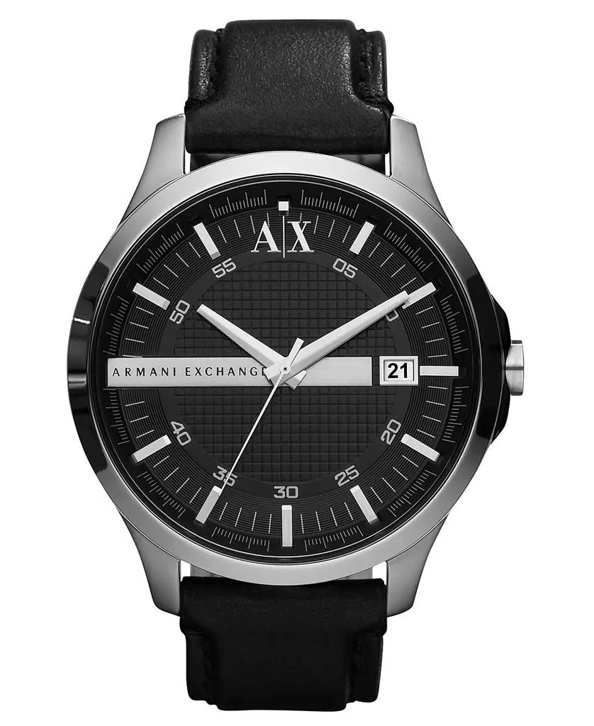 商品Armani Exchange|Watch, Men's Black Leather Strap 46mm AX2101,价格¥843,第1张图片