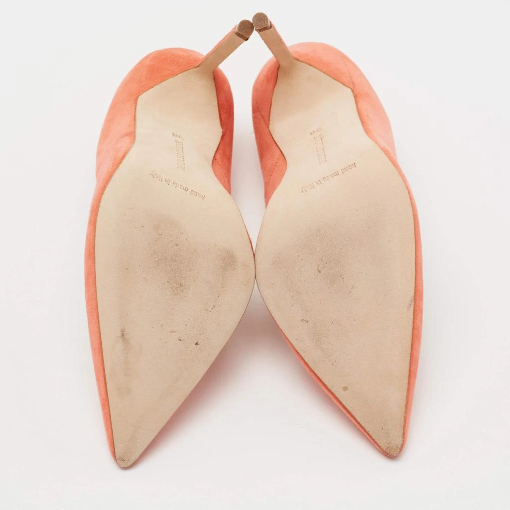 Manolo Blahnik Coral Orange Suede BB Pointed Toe Pumps Size 36 商品