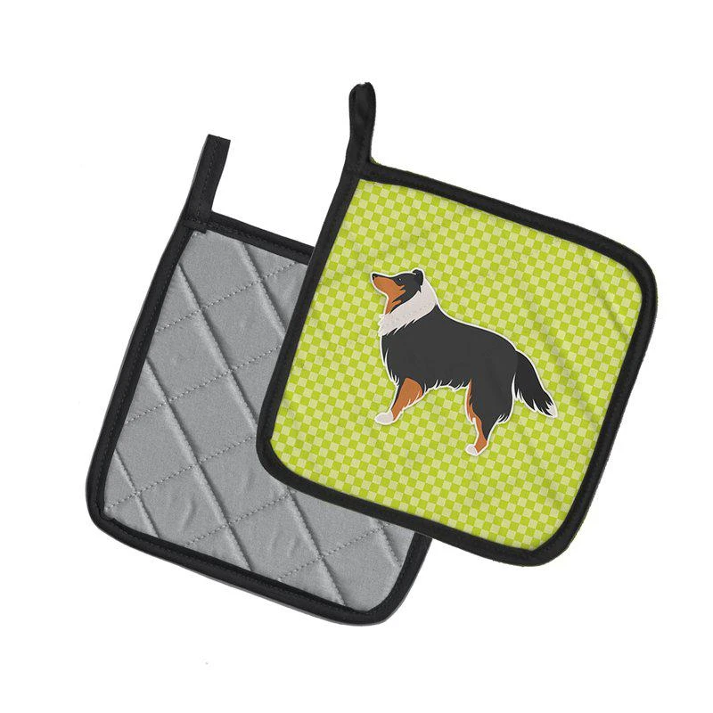 商品Caroline's Treasures|Sheltie/Shetland Sheepdog Checkerboard Green Pair of Pot Holders,价格¥170,第2张图片详细描述
