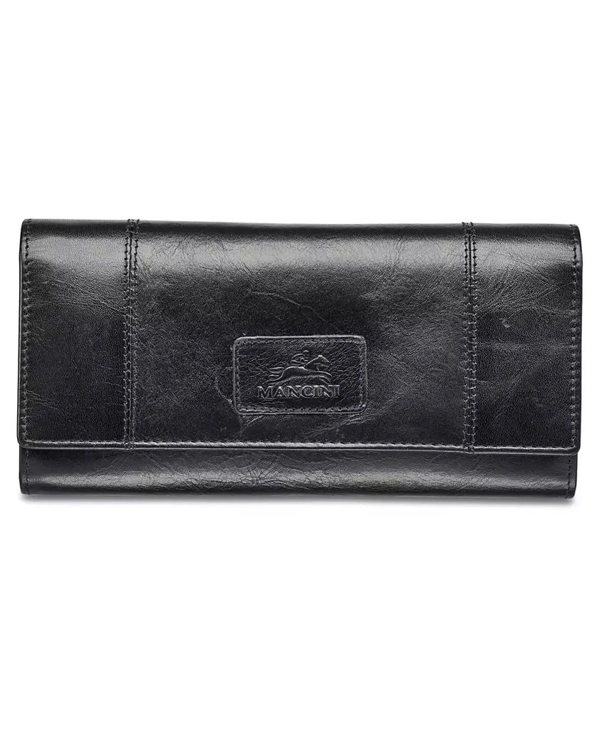 商品Mancini Leather Goods|Casablanca Collection RFID Secure Ladies Trifold Wing Wallet,价格¥430,第1张图片