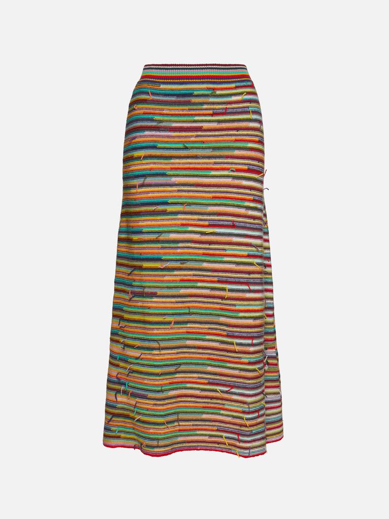 Striped Cashmere Wool Blend Midi Skirt商品第1张图片规格展示