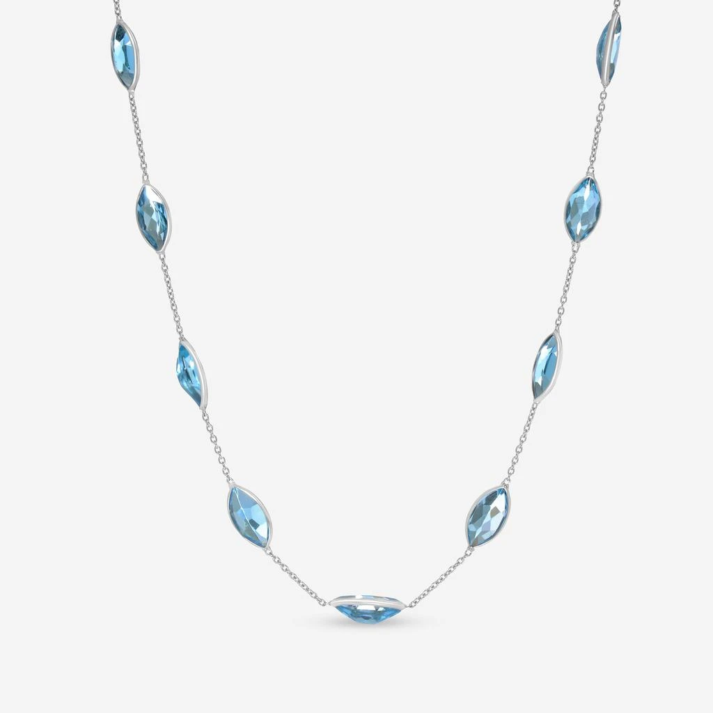 商品SuperOro|SuperOro 14K White Gold, Blue Topaz Princess Necklace 63787,价格¥15021,第1张图片