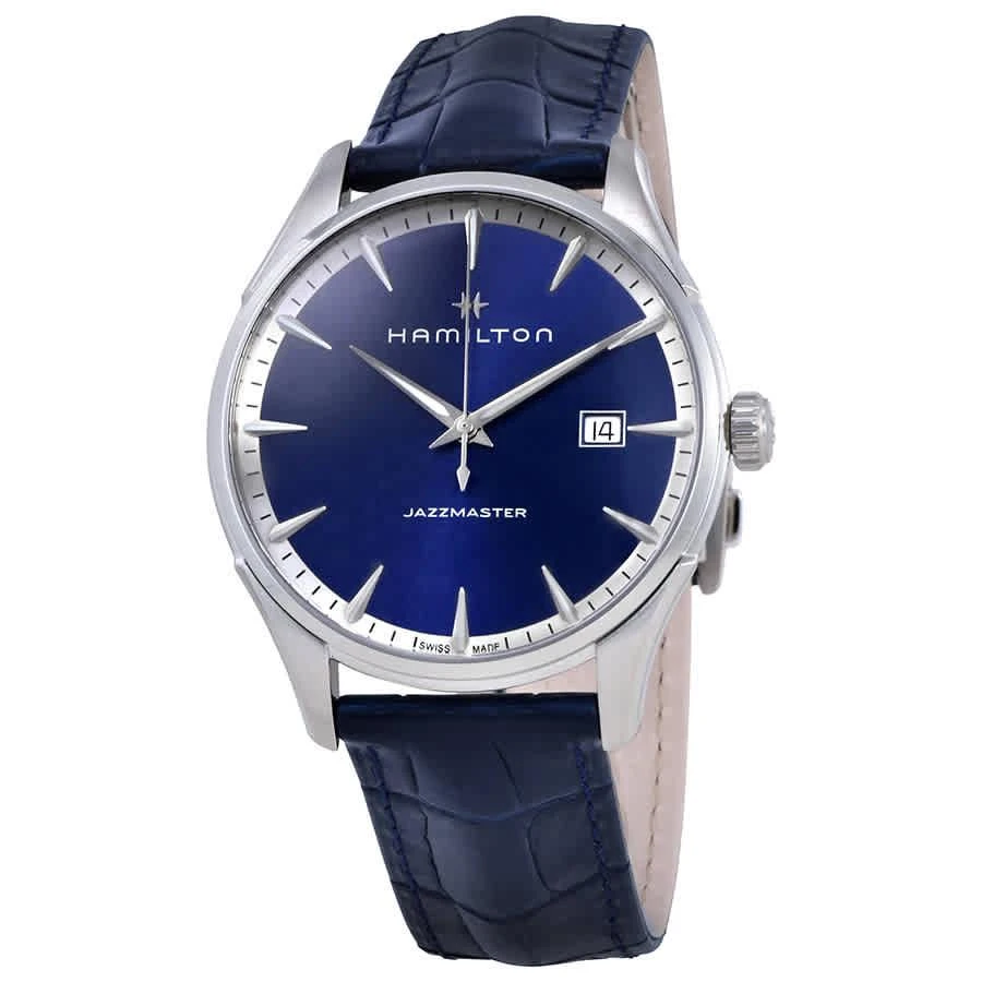 商品Hamilton|Jazzmaster Blue Dial Men's Leather Watch H32451641,价格¥2810,第1张图片