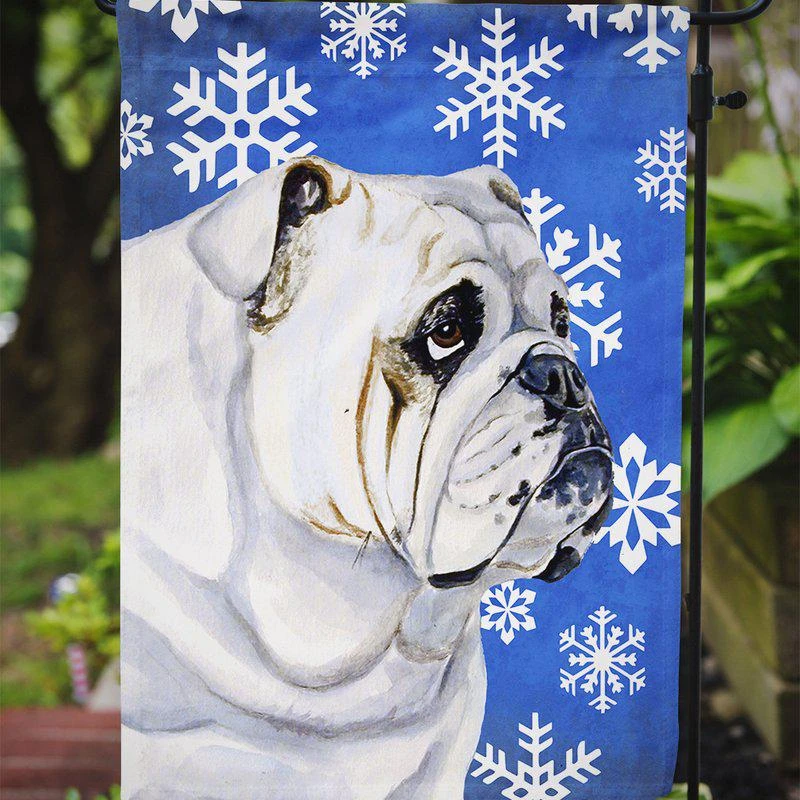 商品Caroline's Treasures|Bulldog English Winter Snowflakes Holiday Garden Flag 2-Sided 2-Ply,价格¥136,第2张图片详细描述