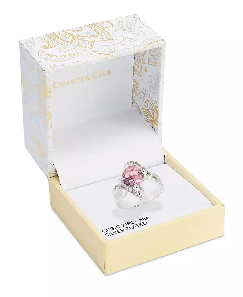 商品Charter Club|Silver-Tone Pavé & Pink Crystal Bypass Ring, Created for Macy's,价格¥104,第2张图片详细描述