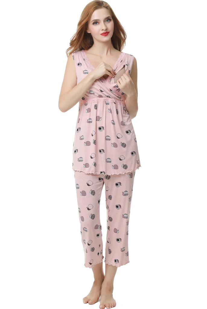 商品Kimi & Kai|Loren Maternity Nursing Pajama Set,价格¥589,第5张图片详细描述