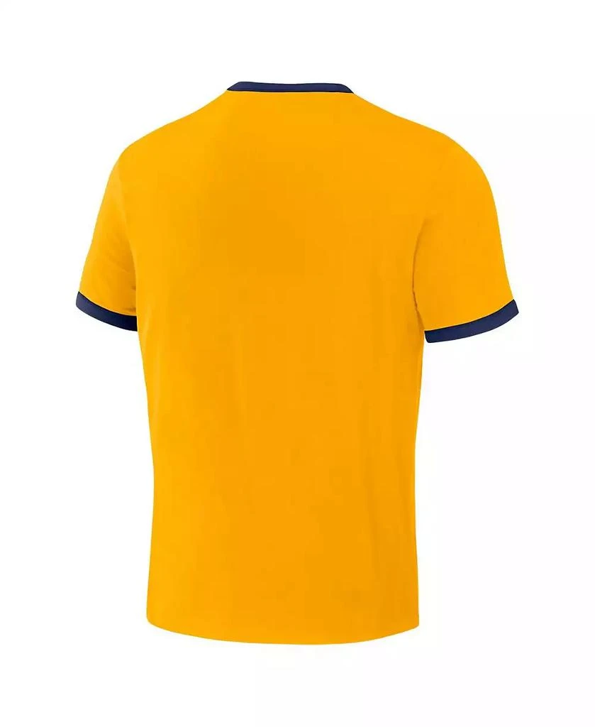 商品Fanatics|Men's Darius Rucker Collection by Navy, Gold Distressed Milwaukee Brewers Two-Way Ringer Reversible T-shirt,价格¥263,第2张图片详细描述