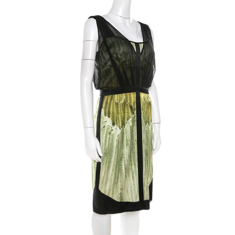 商品[二手商品] Narciso Rodriguez|Narciso Rodriguez Green Satin and Black Mesh Overlay Sleeveless Dress M,价格¥2425,第4张图片详细描述