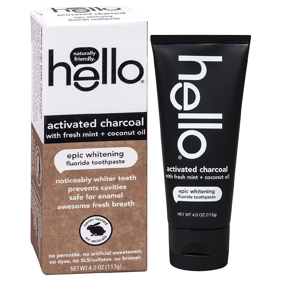 商品Hello|Activated Charcoal Whitening Fluoride Toothpaste,价格¥41,第2张图片详细描述