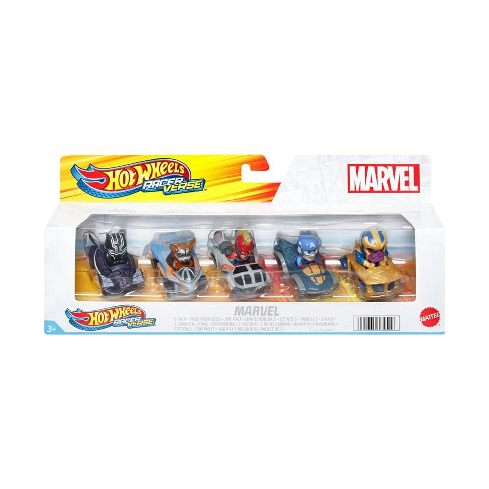 商品Hot Wheels|RacerVerse, Set of 5 Die-Cast Hot Wheels Cars with Marvel Characters as Drivers,价格¥159,第1张图片