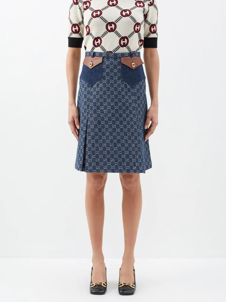 商品Gucci|GG-jacquard denim midi skirt,价格¥8825,第2张图片详细描述