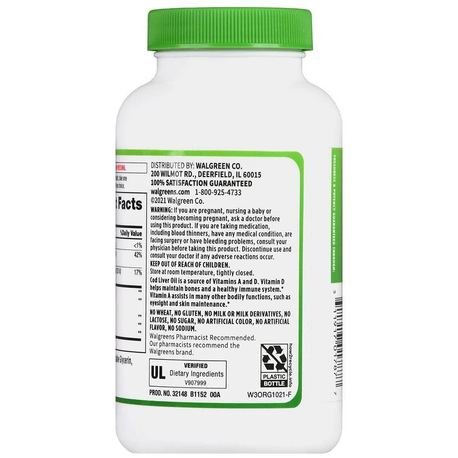 商品Walgreens|Cod Liver Oil 415 mg Softgels (300 days),价格¥126,第4张图片详细描述