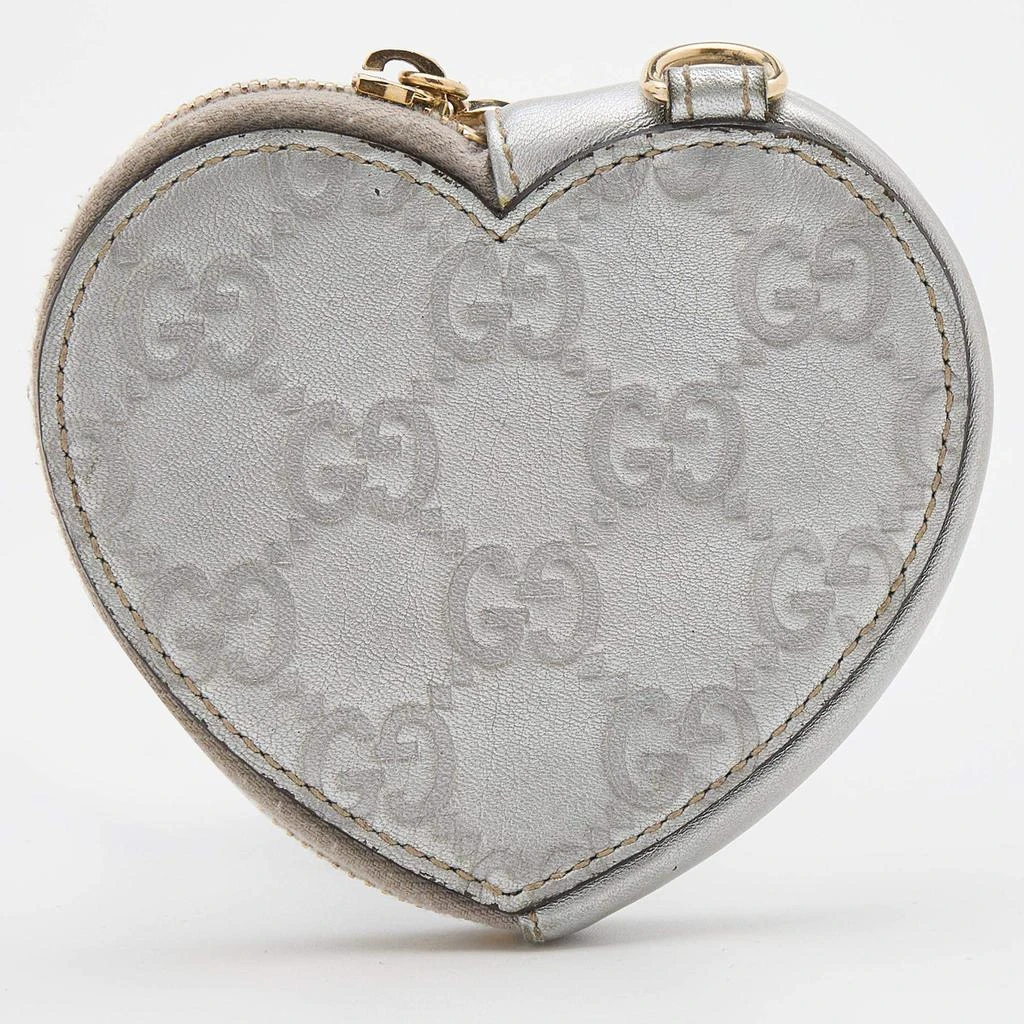 商品[二手商品] Gucci|Gucci Silver Guccissima Leather Heart Shape Coin Purse,价格¥1201,第4张图片详细描述