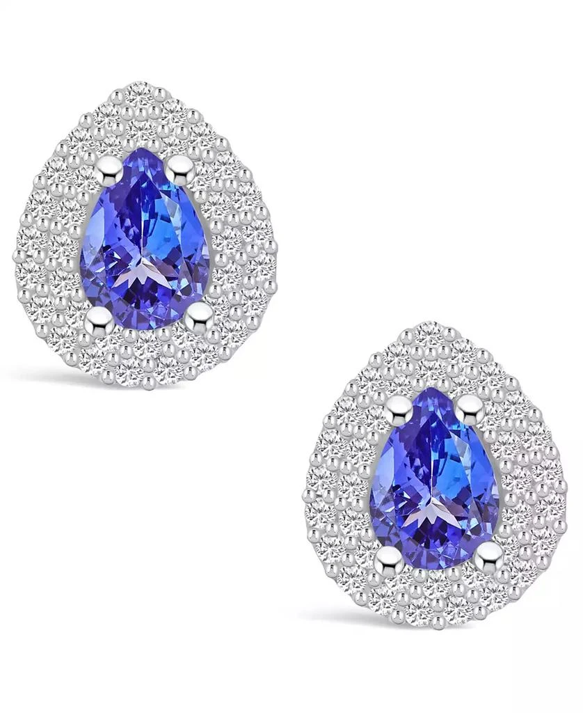 商品Macy's|Tanzanite (1-1/3 Ct. t.w.) and Diamond (5/8 Ct. t.w.) Halo Stud Earrings,价格¥40495,第3张图片详细描述