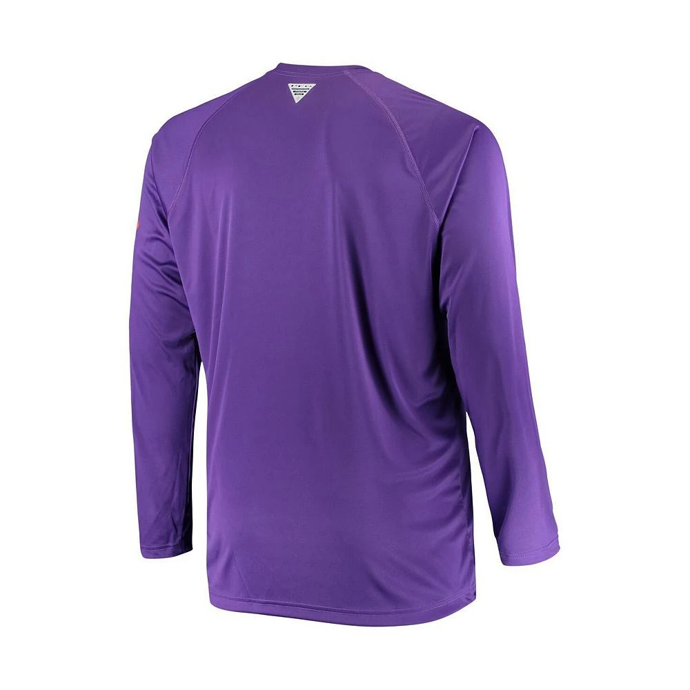 商品Columbia|Men's Purple Clemson Tigers Big and Tall Terminal Tackle Long Sleeve Omni-Shade T-shirt,价格¥332,第3张图片详细描述