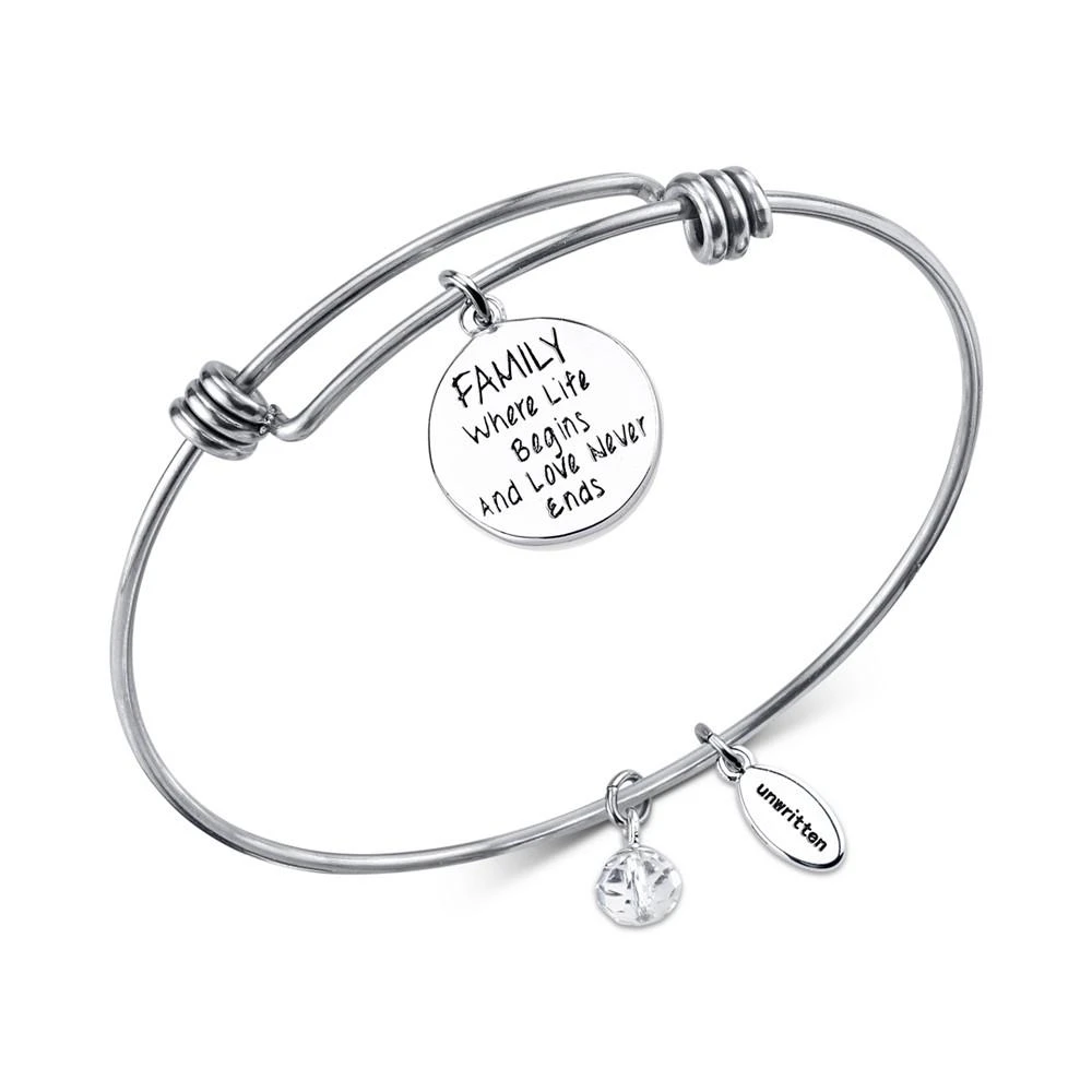 商品Unwritten|Silver-Tone Tree Adjustable Bangle Bracelet in Stainless Steel  with Silver Plated Charms,价格¥412,第2张图片详细描述