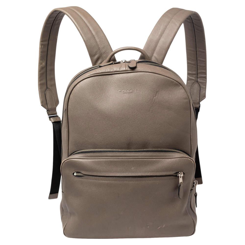 Coach Taupe Leather Backpack商品第1张图片规格展示