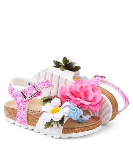 Floral-appliqué glitter sandals 商品