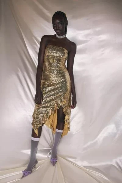 商品Urban Outfitters|UO Stella Sequin Strapless Midi Dress,价格¥153,第1张图片