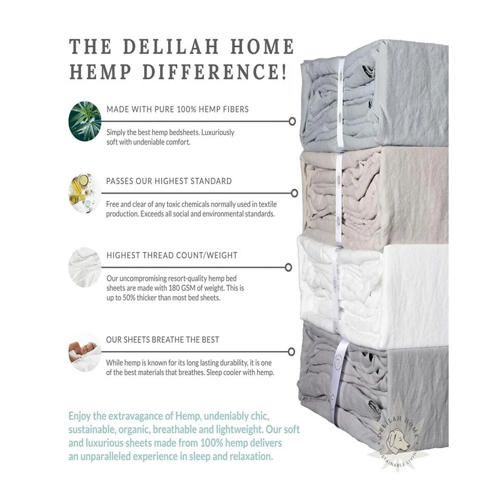 商品Delilah Home|Hemp King Sheet Set,价格¥3918,第4张图片详细描述