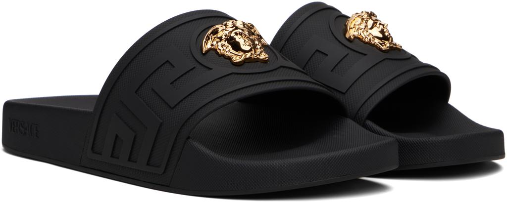 Shop Black 'La Medusa' Pool Slides on Sale at BeyondStyle