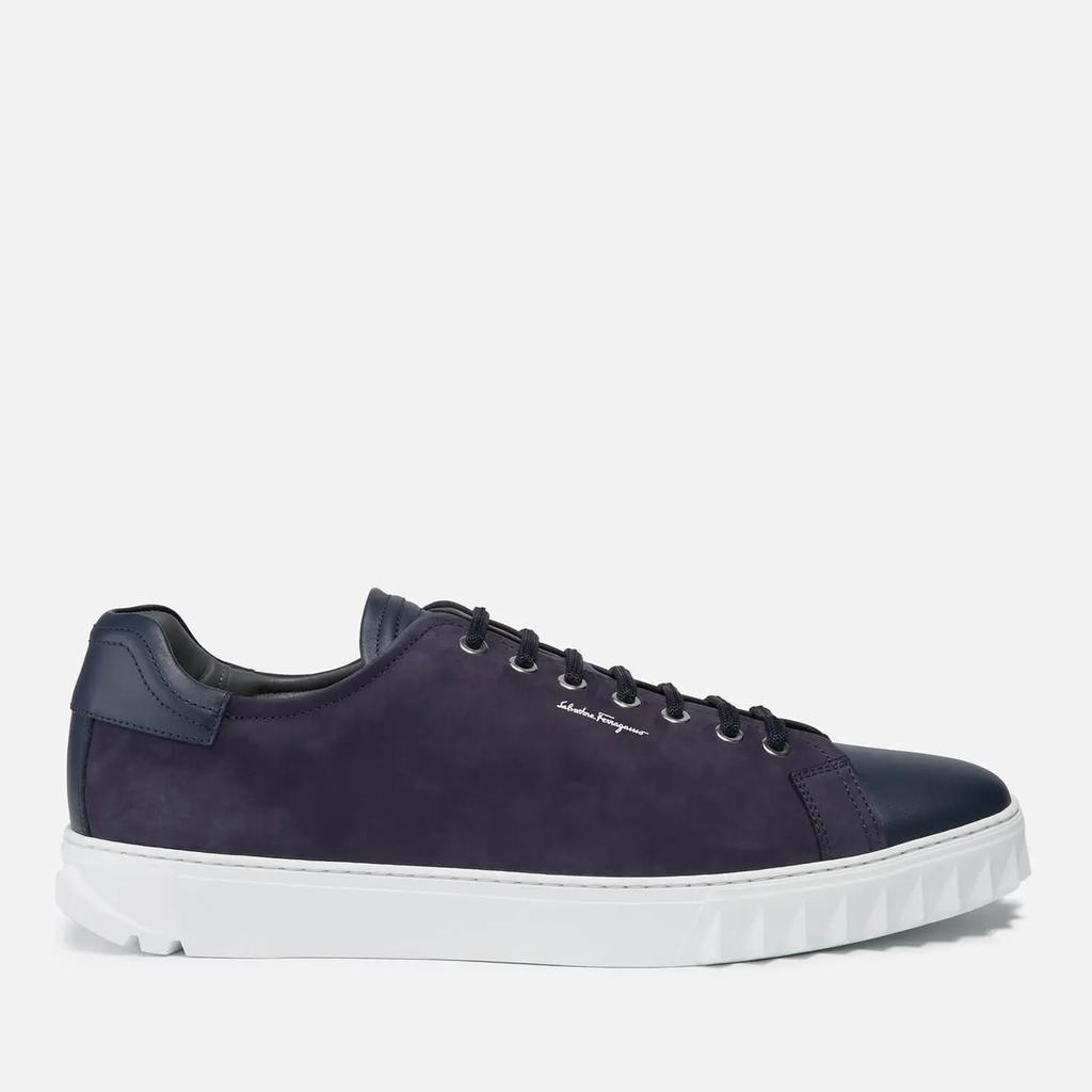 商品Salvatore Ferragamo|Salvatore Ferragamo Men's Cube Leather Trainers - Blue,价格¥3786,第1张图片