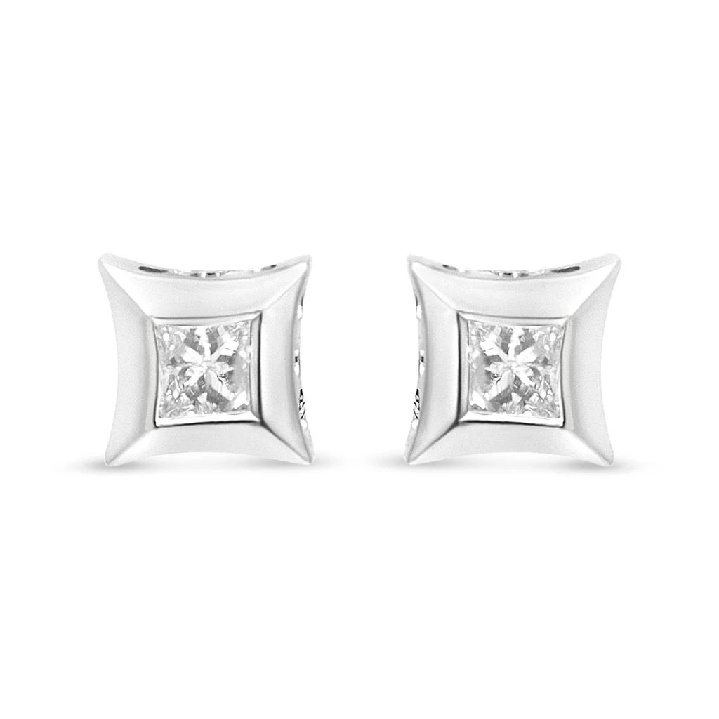 商品Haus of Brilliance|10K White Gold 1/3 Cttw Invisible Set Style Princess-Cut Diamond Stud Earrings,价格¥5834,第2张图片详细描述