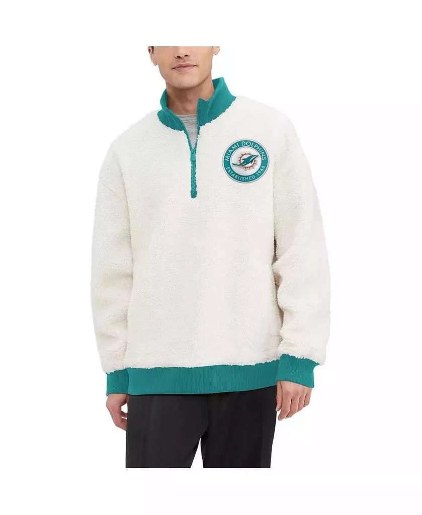 商品Tommy Hilfiger|Men's Cream Miami Dolphins Jordan Sherpa Quarter-Zip Sweatshirt,价格¥673,第1张图片