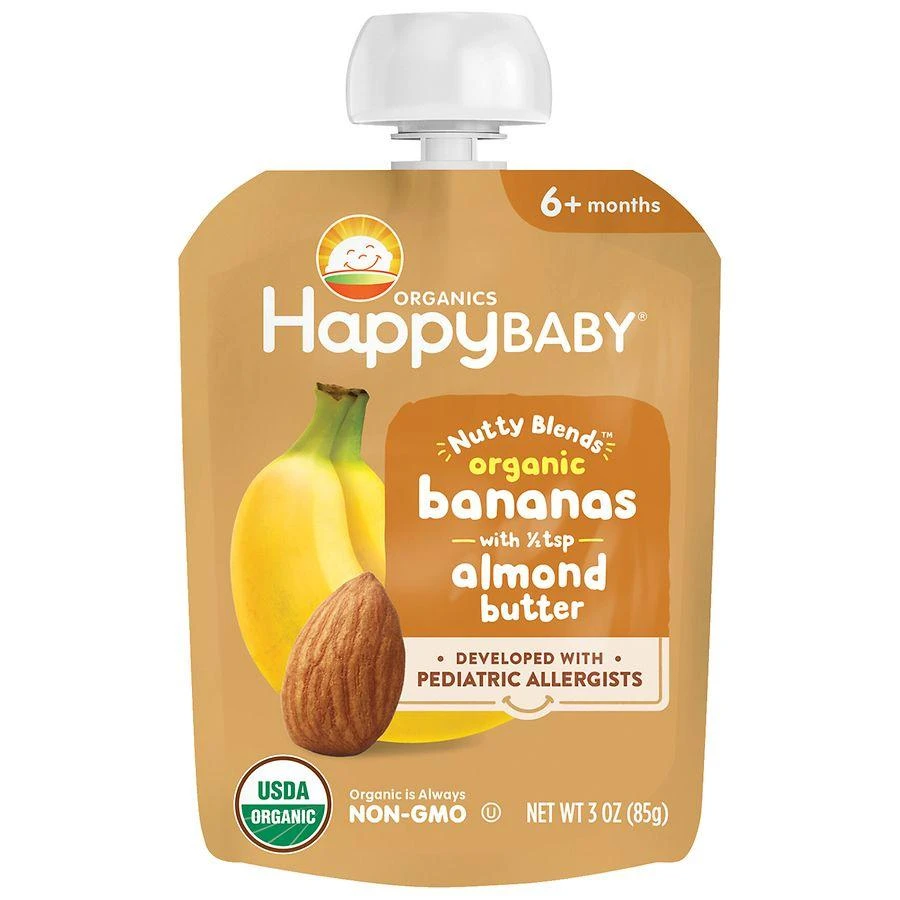 商品Happy Baby|Organics Nutty Blends Stage 2, Bananas & Almond Butter Bananas with Almond Butter,价格¥19,第1张图片