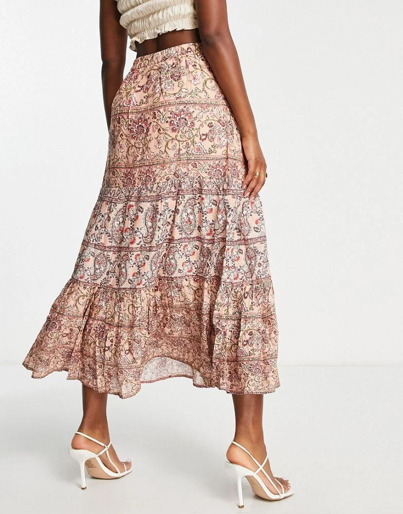 商品French Connection|French Connection tiered midi skirt in boho paisley,价格¥520,第4张图片详细描述