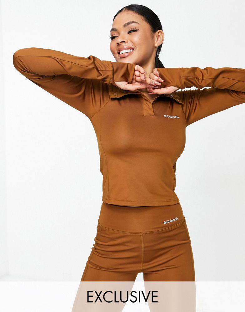 Columbia Trainng CSC Sculpt cropped long sleeve fleece in brown Exclusive at ASOS商品第1张图片规格展示