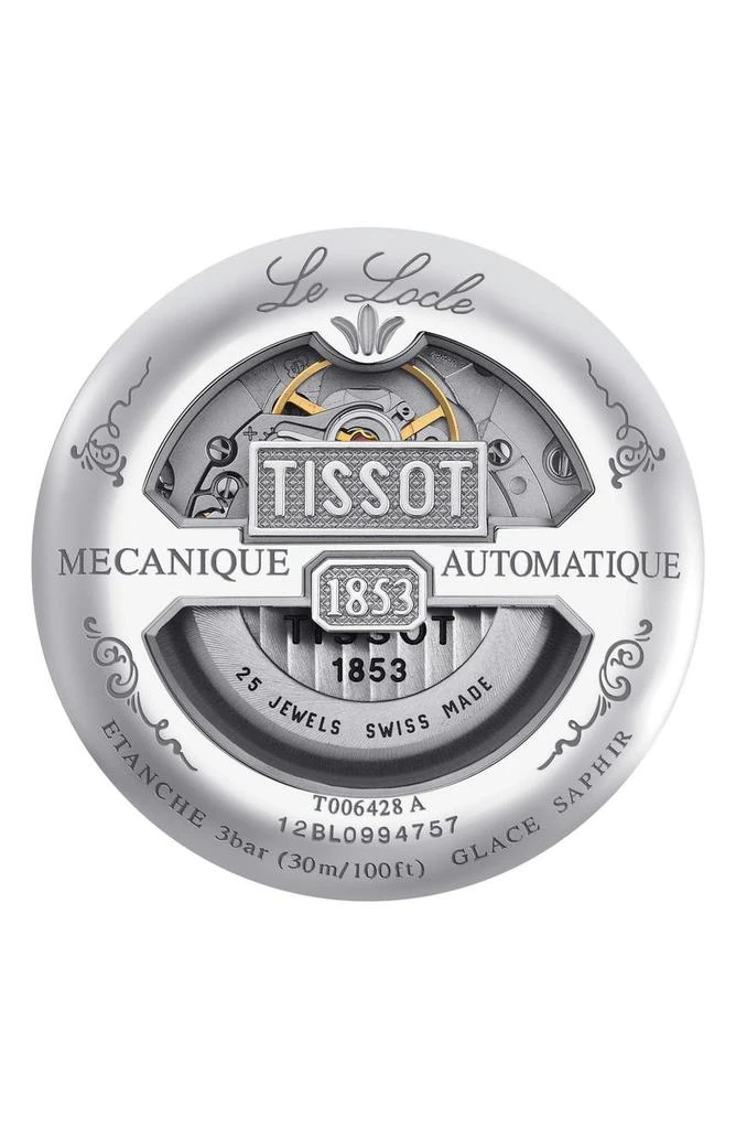 商品Tissot|Men's Le Locle Croc Embossed Leather Strap Watch, 39mm,价格¥3570,第2张图片详细描述