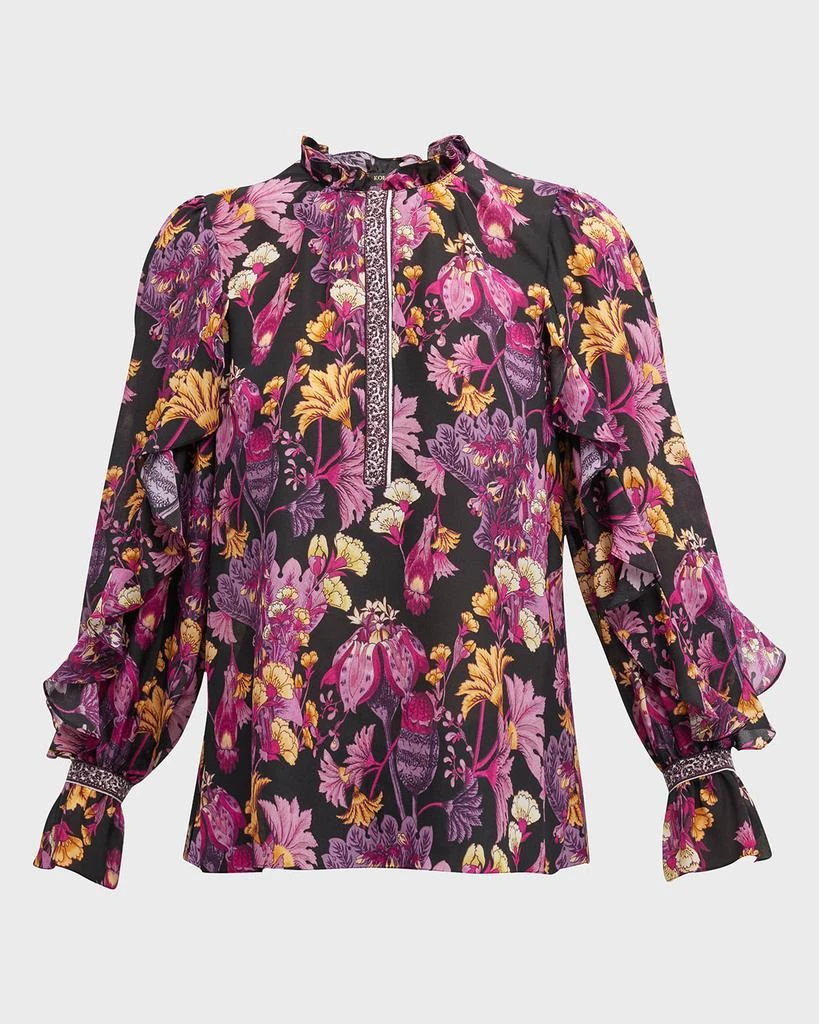 商品Kobi Halperin|Arden Floral-Print Ruffle-Trim Blouse,价格¥3551,第2张图片详细描述