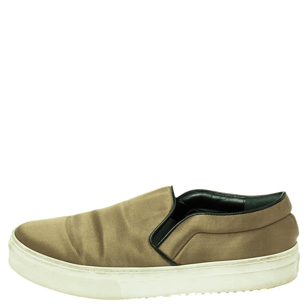 Celine Olive Green Satin Slip On Sneakers Size 39商品第2张图片规格展示