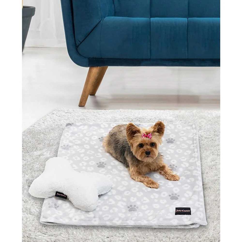 2-Piece Set Pet Throw Blanket Bone Pillow, Leopard With Paws 商品