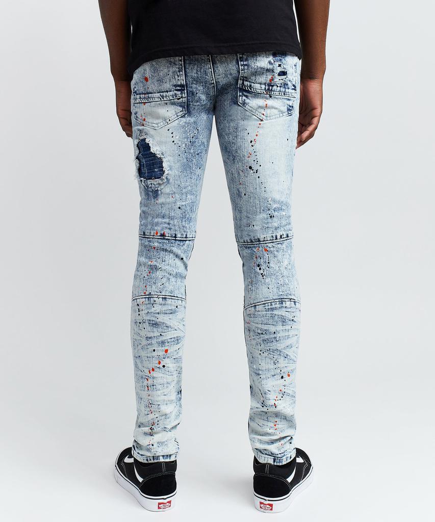Radical Embroidered Detail Fabric Backing Light Wash Denim Jeans商品第7张图片规格展示